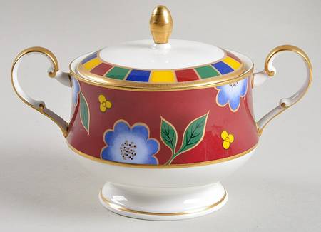 Tea Ceremony Persian Red Sugar Bowl & Lid