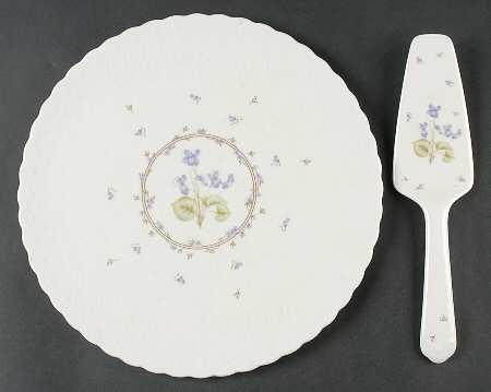 Tender Violets Cake Plate & Solid Ceramic Server Set (No Box)