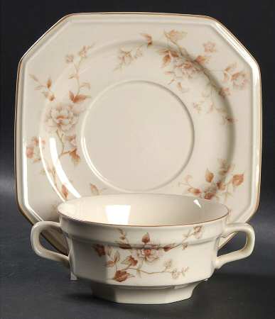 Tivoli Garden Flat Cream Soup Bowl & Saucer Set