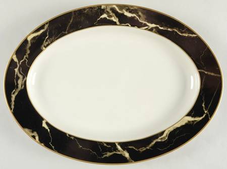 Travertine Black 14" Oval Serving Platter