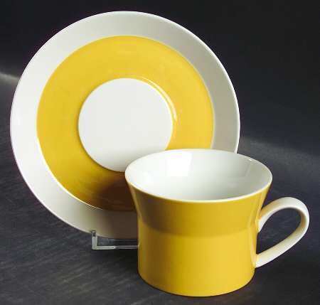 Trellis Yellow Flat Cup & Saucer Set