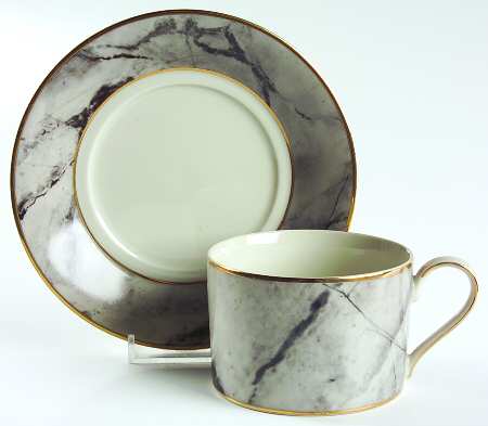 Travertine Gray Flat Cup & Saucer Set