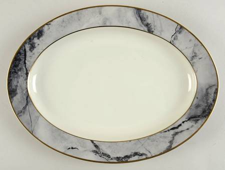 Travertine Gray 14" Oval Serving Platter