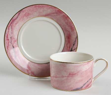 Travertine Rose Flat Cup & Saucer Set