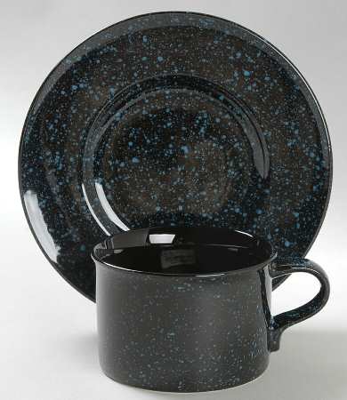 Ultrastone Black Granite Flat Cup & Saucer Set