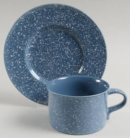 Ultrastone Country Blue Flat Cup & Saucer Set
