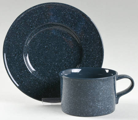 Ultrastone Blue Granite Flat Cup & Saucer Set
