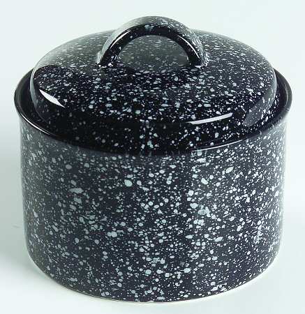 Ultrastone Black White Sugar Bowl & Lid