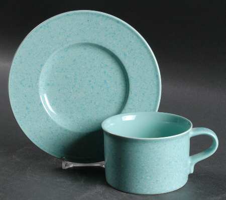 Ultrastone Sea Green Flat Cup & Saucer Set