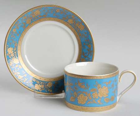 Victorian Blue Flat Cup & Saucer Set