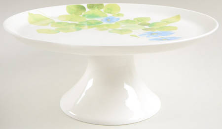 Water Lilies Blue 10" Diameter Pedestal Cake Stand