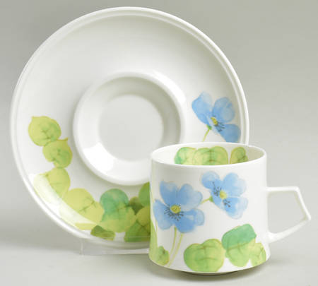 Water Lilies Blue Flat Cup & Saucer Set
