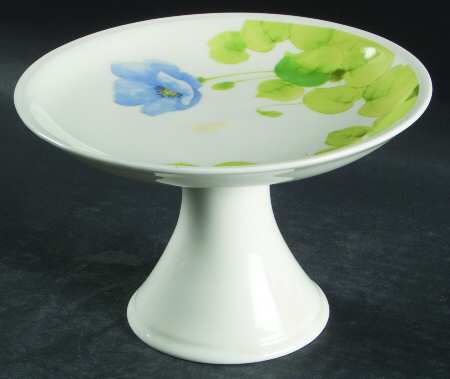 Water Lilies Blue Round Compote (Height X Width)