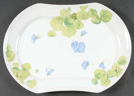 Water Lilies Blue 14" Oval Serving Platter