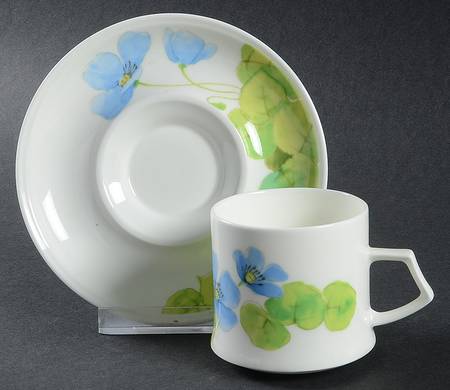 Water Lilies Blue Flat Demitasse Cup & Saucer Set