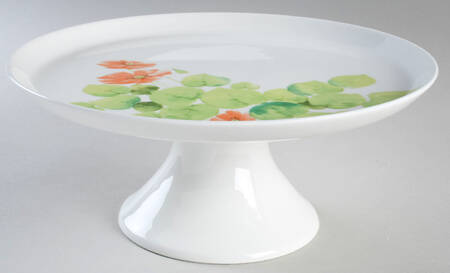 Water Lilies Peach Footed Cake Plate