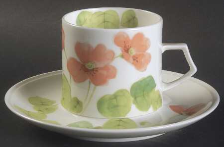 Water Lilies Peach Flat Cup & Saucer Set