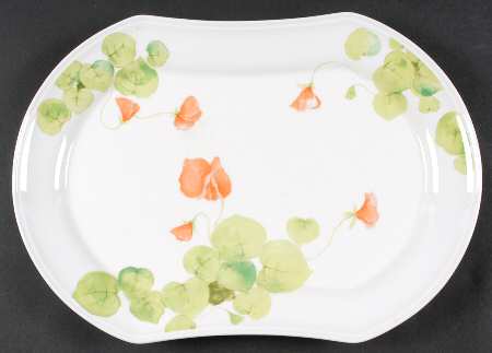 Water Lilies Peach 14" Oval Serving Platter