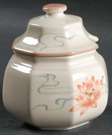 Water Lilies Peach Sugar Bowl & Lid