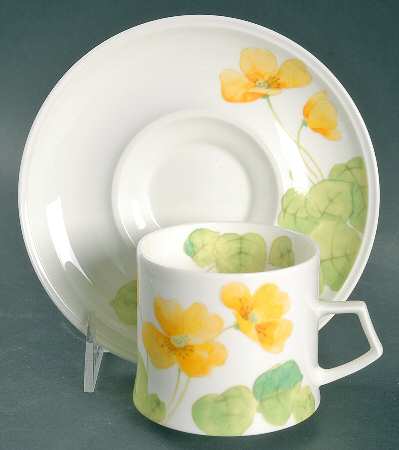 Water Lilies Yellow Flat Cup & Saucer Set