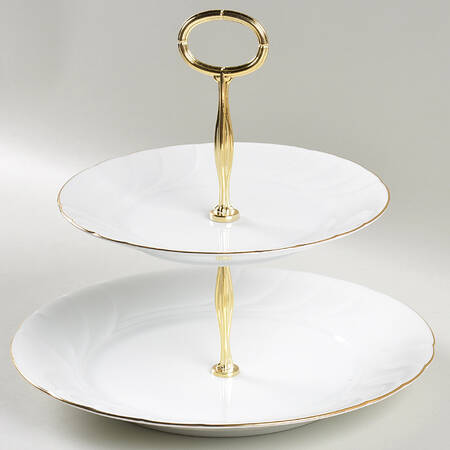 Wedding Band Gold 6 5/8"-10"  2 Tiered Serving Tray (Dp, Sp) HC