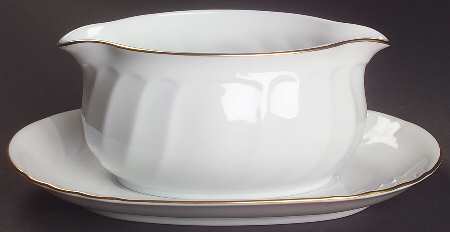 Wedding Band Gold Gravy Boat & Underplate