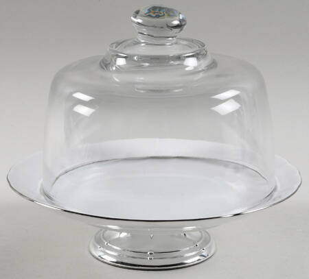 Wedding Band Platinum 6 1/2"-7 1/2" Footed Cheese Plate w/ Glass Dome HC
