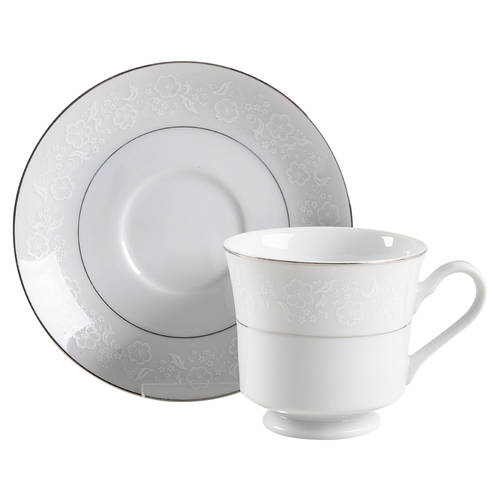 White Designs Footed Cup & Saucer Set