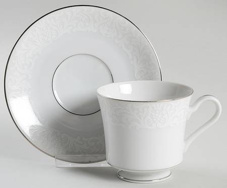 White Mist Footed Cup & Saucer Set