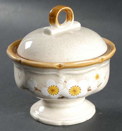 White Petals Sugar Bowl & Lid