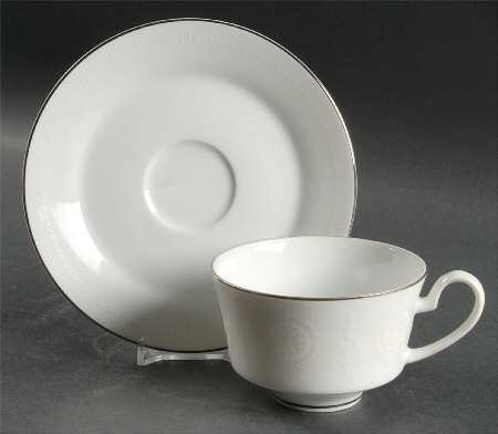 White Rose Flat Cup & Saucer Set