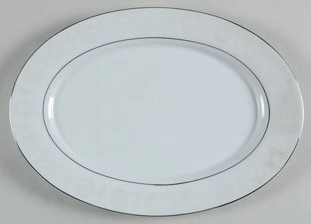 White Rose 12" Oval Serving Platter