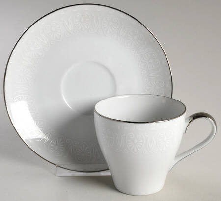 White Shield Flat Cup & Saucer Set by Mikasa