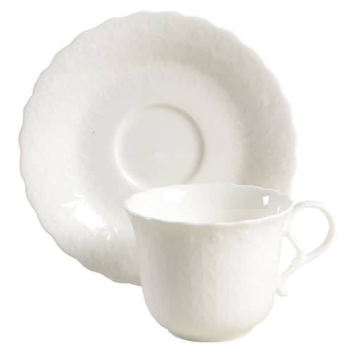 White Silk Flat Cup & Saucer Set
