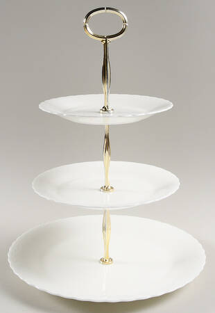 White Silk 13 7/8"-14 1/4" 3-Tiered Serving Tray(DP,SP,BB) HC