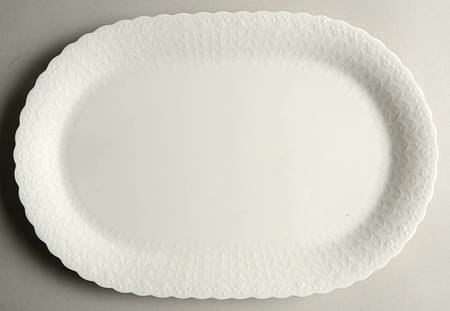 White Silk 15" Oval Serving Platter
