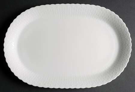White Silk 16" Oval Serving Platter