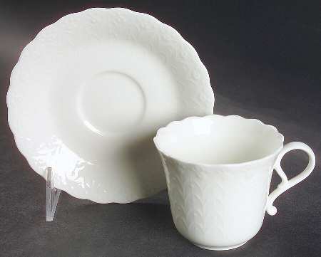 White Silk Flat Cup & Saucer Set