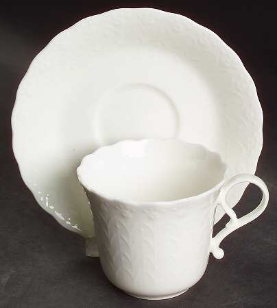 White Silk Flat Demitasse Cup & Saucer Set