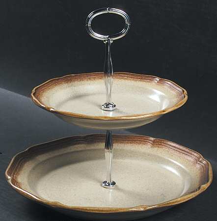 Whole Wheat 6 5/8"-10"  2 Tiered Serving Tray (Dp, Sp) HC