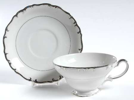 Silver Baroque Footed Cup & Saucer Set