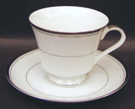 Noblesse (Platinum Trim) Footed Cup & Saucer Set