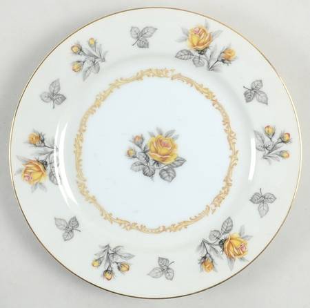 Fortune (Yellow Roses, Gray Leaves) Salad Plate