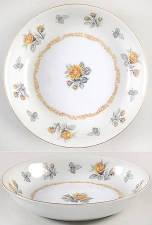 Fortune (Yellow Roses, Gray Leaves) Coupe Soup Bowl