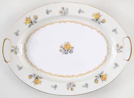 Fortune (Yellow Roses, Gray Leaves) 17" Oval Serving Platter
