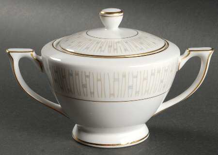 Malay Gold & Gray Sugar Bowl & Lid