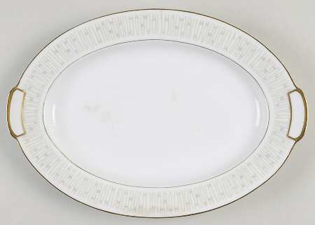 Malay Gold & Gray 12" Oval Serving Platter
