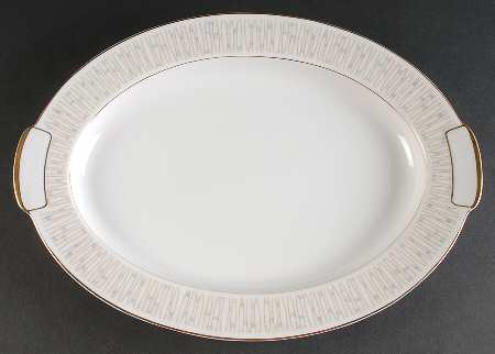 Malay Gold & Gray 16" Oval Serving Platter