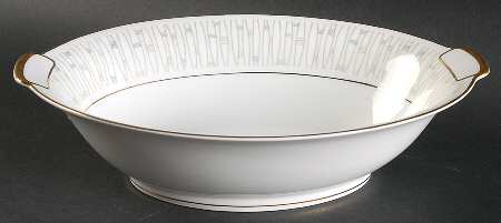 Malay Gold & Gray 10" Oval Vegetable Bowl
