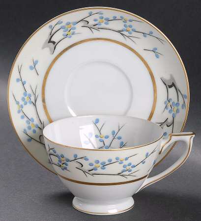 Plum Blossom Footed Cup & Saucer Set by Mikado
